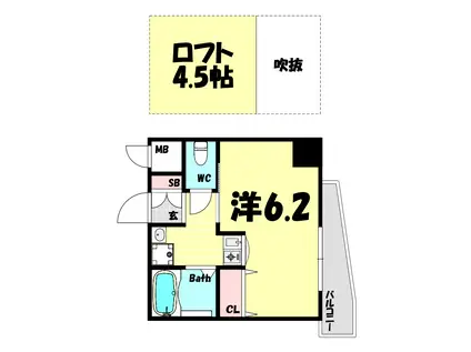 エステムコート神戸県庁前IIIフィエルテ(1K/7階)の間取り写真