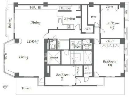目黒三田パークマンション(3LDK/6階)の間取り写真