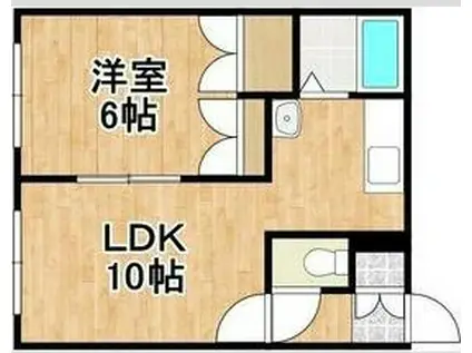 ハイツラッキー(1LDK/1階)の間取り写真
