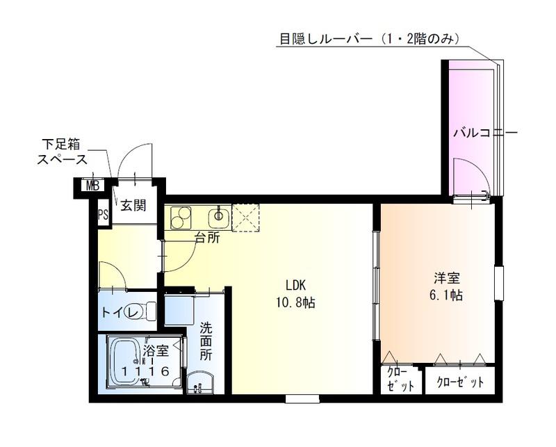フジパレス西湊III番館(1LDK/2階)の間取り写真