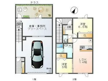 セトルジースリープロティアンD棟(2LDK/1階)の間取り写真