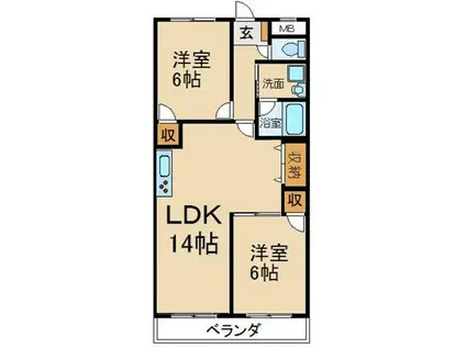 レオハイム津田II(2LDK/2階)の間取り写真