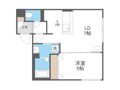 ヴィエルジュ北13条(1LDK/4階)の間取り写真