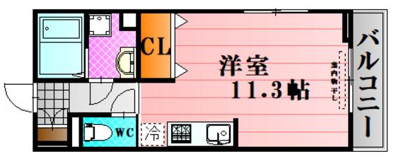 ベリッシモ(ワンルーム/2階)の間取り写真