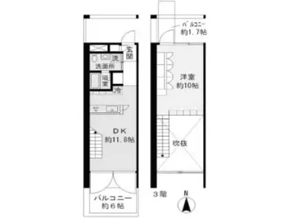 リフュージュ・オー・フォレストS棟(1LDK/2階)の間取り写真