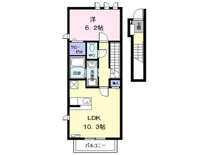 ラルジュ・ツカサ マテルネル(1LDK/2階)の間取り写真
