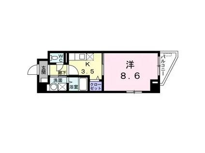 ローズガーデン(1K/6階)の間取り写真