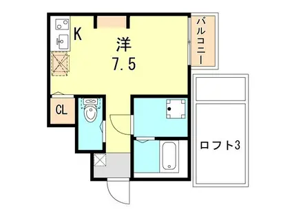 あんしん明石08-2007(ワンルーム/1階)の間取り写真