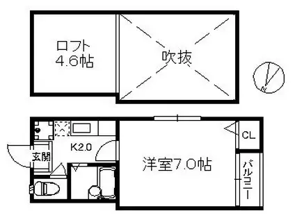 メゾンKT21 66(1K/1階)の間取り写真
