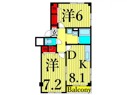 メイプル小岩(2DK/1階)の間取り写真