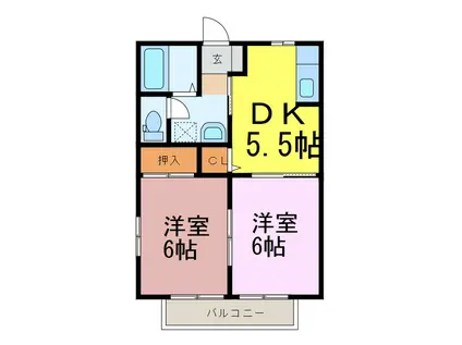 メゾンアムールA(2DK/1階)の間取り写真