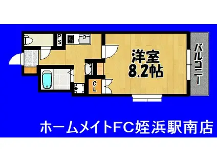 ラ・リヴィエール(1K/1階)の間取り写真