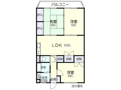 アメニティ東津田(3LDK/3階)の間取り写真
