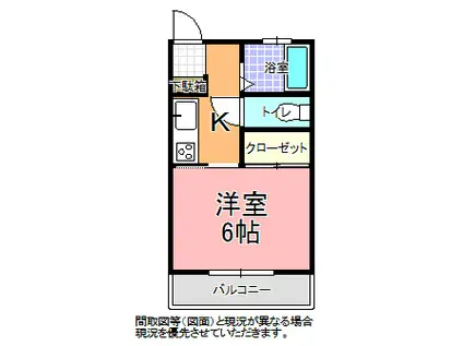 高野台コーポ(1K/1階)の間取り写真