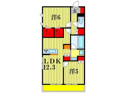 グランメールII(2LDK/1階)の間取り写真
