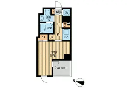 エスティメゾン武蔵小山(1K/2階)の間取り写真