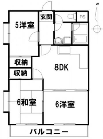 丸ビル 3DK(3DK/2階)の間取り写真