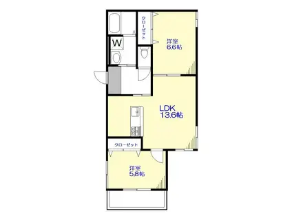 LE COEUR都立大学A棟(2LDK/1階)の間取り写真