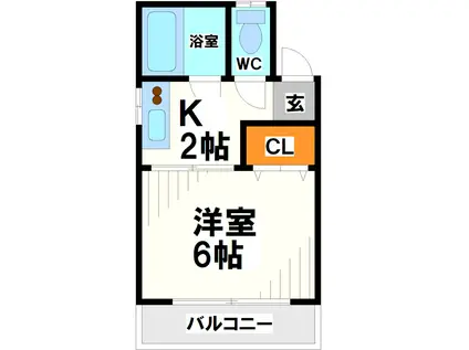 ハイム栄寿(1K/2階)の間取り写真