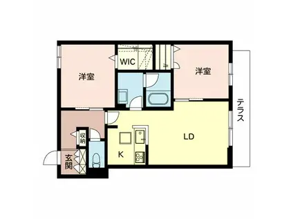 シャーメゾン城北伊伝居(2LDK/1階)の間取り写真