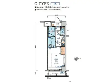 リヴシティ墨田(1K/3階)の間取り写真