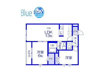 ルフレ本牧(2LDK/1階)の間取り写真