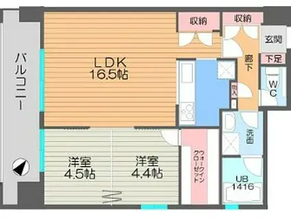 アーバントップアネックス(2LDK/6階)の間取り写真