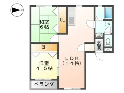 デルフィン鵜沼(2LDK/2階)の間取り写真
