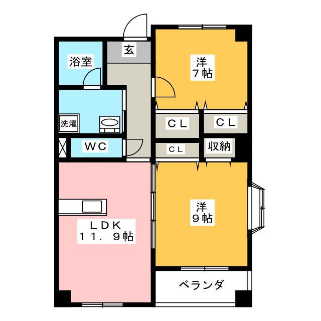 ラメール デトワール(2LDK/1階)の間取り写真