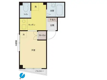 カズロイヤル(1K/1階)の間取り写真