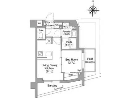 コンフォリア・リヴ永福町(1LDK/4階)の間取り写真