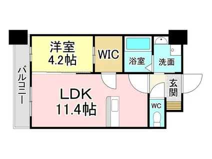 ギャラン竪町(1LDK/13階)の間取り写真