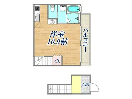 クレル・リ・ヴィエールⅡ(ワンルーム/2階)の間取り写真