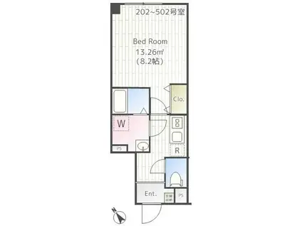 コーラルテラス南砂(1K/5階)の間取り写真