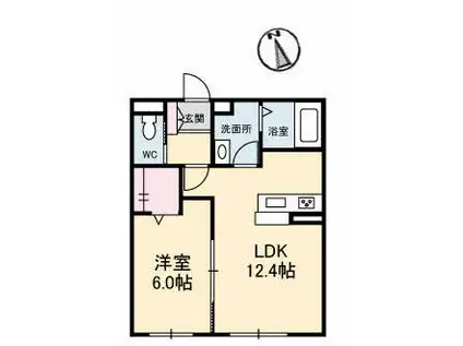 ベレオ亀岡(1LDK/1階)の間取り写真