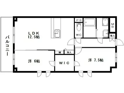 ラシュレ(2LDK/4階)の間取り写真