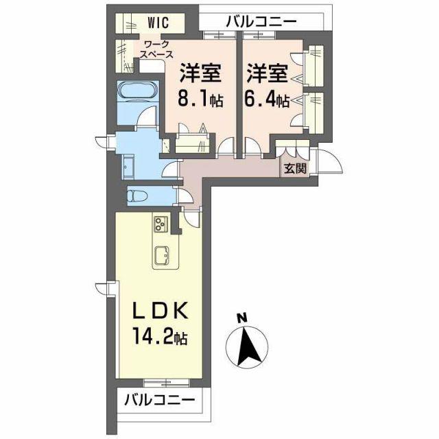 CRESTIEQ長谷通(2LDK/3階)の間取り写真
