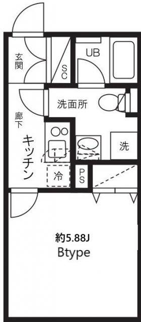 ルーデンス常盤台III(1K/2階)の間取り写真