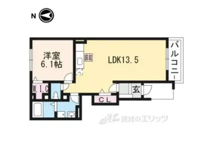 ミローズ・カーサ(1LDK/1階)の間取り写真