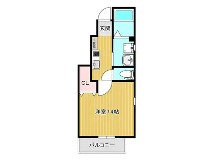 ハートフル有野(1K/1階)の間取り写真