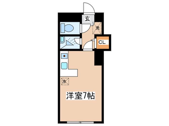 オリオンフラッツ(ワンルーム/1階)の間取り写真