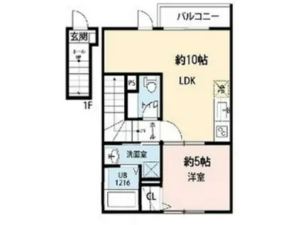 BLUE MOON VILLA(1LDK/2階)の間取り写真