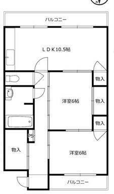 小曽根マンション(2LDK/3階)の間取り写真