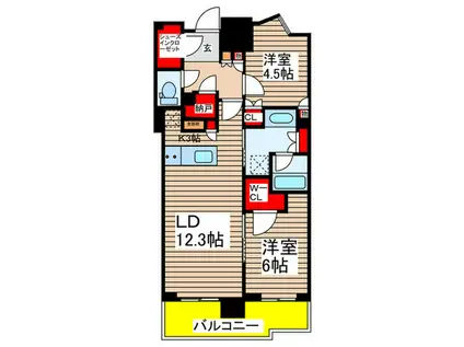幕張ベイパーク ライズゲートタワー(2LDK/12階)の間取り写真