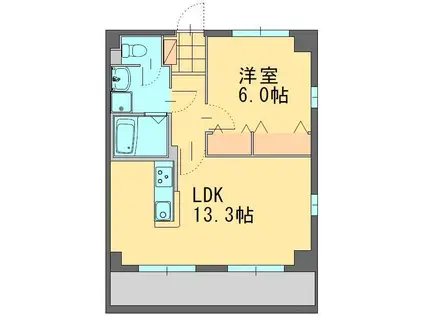 たつみレジデンス(1LDK/3階)の間取り写真