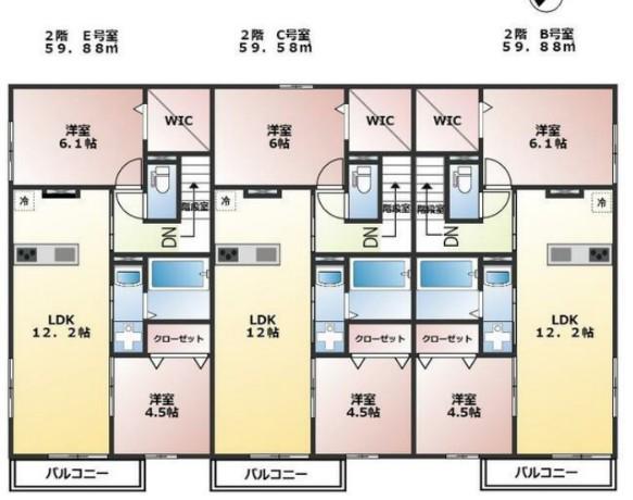 タウンヒル(2LDK/2階)の間取り写真
