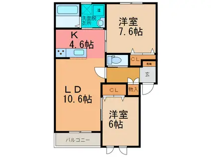 FIT LIFE II(2LDK/1階)の間取り写真