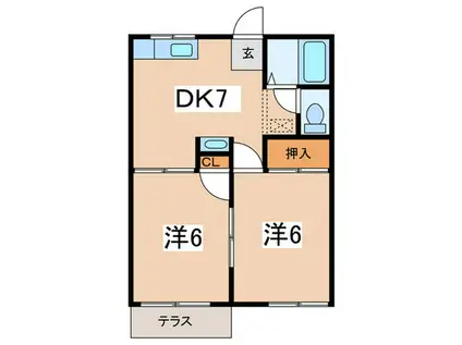 ファミーユ籾山(2DK/1階)の間取り写真