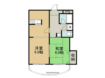 ベストランドII(2DK/3階)の間取り写真