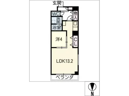 パークサイト泉(1LDK/8階)の間取り写真
